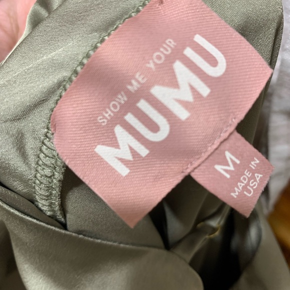 Show Me Your Mumu Verona Cowl Dress in Moss Green Luxe Satin, size M, NWT - Picture 6 of 6